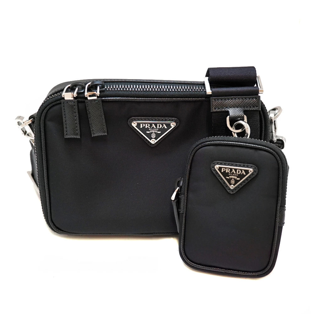 Prada ReNylon shoulder bag Saffiano leather Black